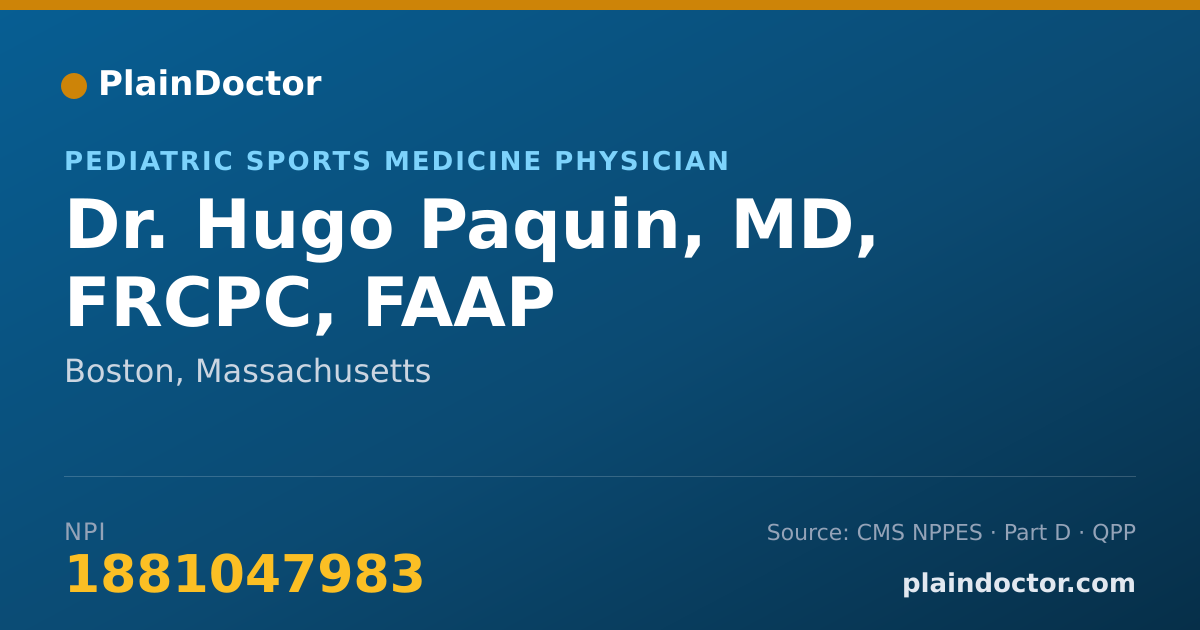 Shareable card for Hugo Paquin, MD, FRCPC, FAAP - Pediatric Sports Medicine Physician, Boston, MA