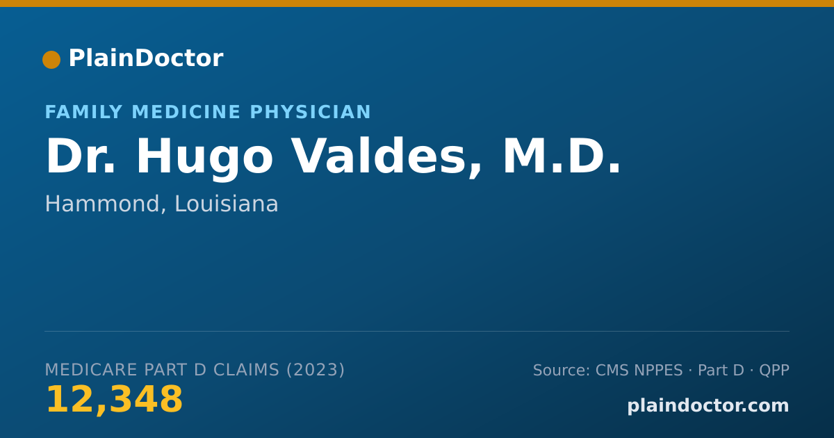 Shareable card for Hugo Valdes, M.D. - Family Medicine Physician, Hammond, LA