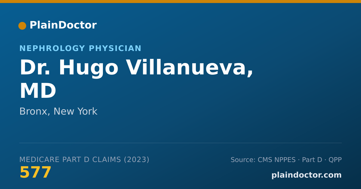 Shareable card for Hugo Villanueva, MD - Nephrology Physician, Bronx, NY