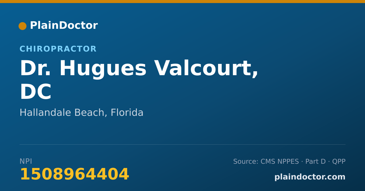 Shareable card for Hugues Valcourt, DC - Chiropractor, Hallandale Beach, FL