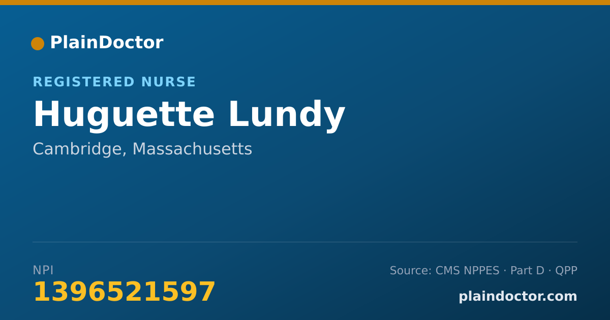 Shareable card for Huguette Lundy - Registered Nurse, Cambridge, MA
