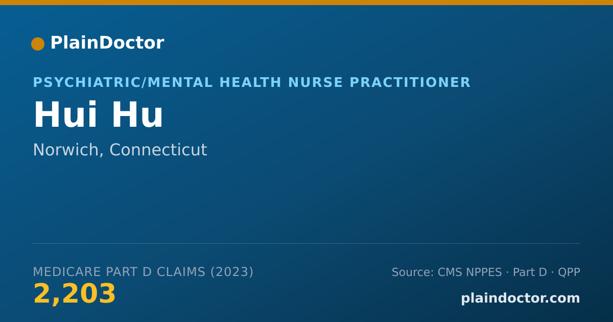 Shareable card for Hui Hu - Psychiatric/Mental Health Nurse Practitioner, Norwich, CT