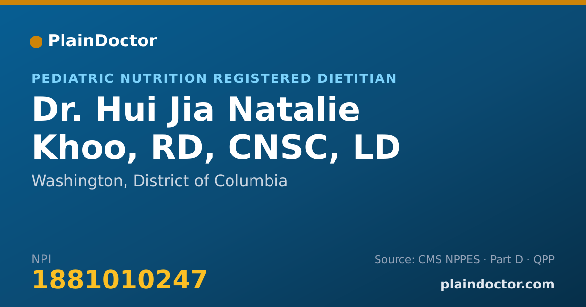 Shareable card for Hui Jia Natalie Khoo, RD, CNSC, LD - Pediatric Nutrition Registered Dietitian, Washington, DC