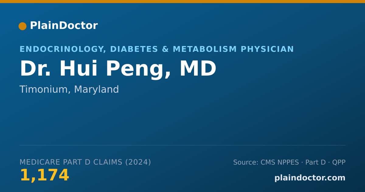 Shareable card for Hui Peng, MD - Endocrinology, Diabetes & Metabolism Physician, Timonium, MD