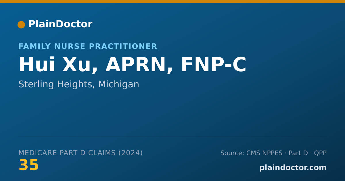 Shareable card for Hui Xu, APRN, FNP-C - Family Nurse Practitioner, Sterling Heights, MI