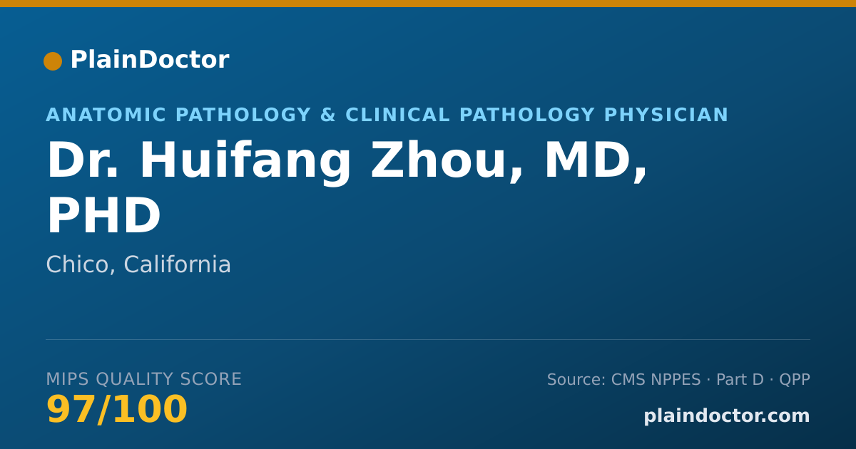 Shareable card for Huifang Zhou, MD, PHD - Anatomic Pathology & Clinical Pathology Physician, Chico, CA