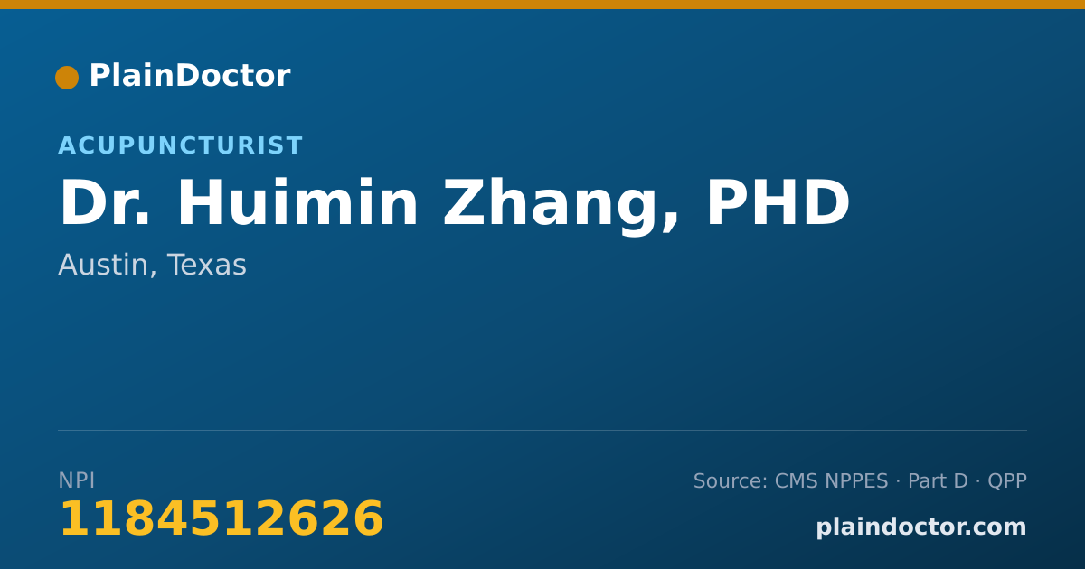 Shareable card for Huimin Zhang, PHD - Acupuncturist, Austin, TX