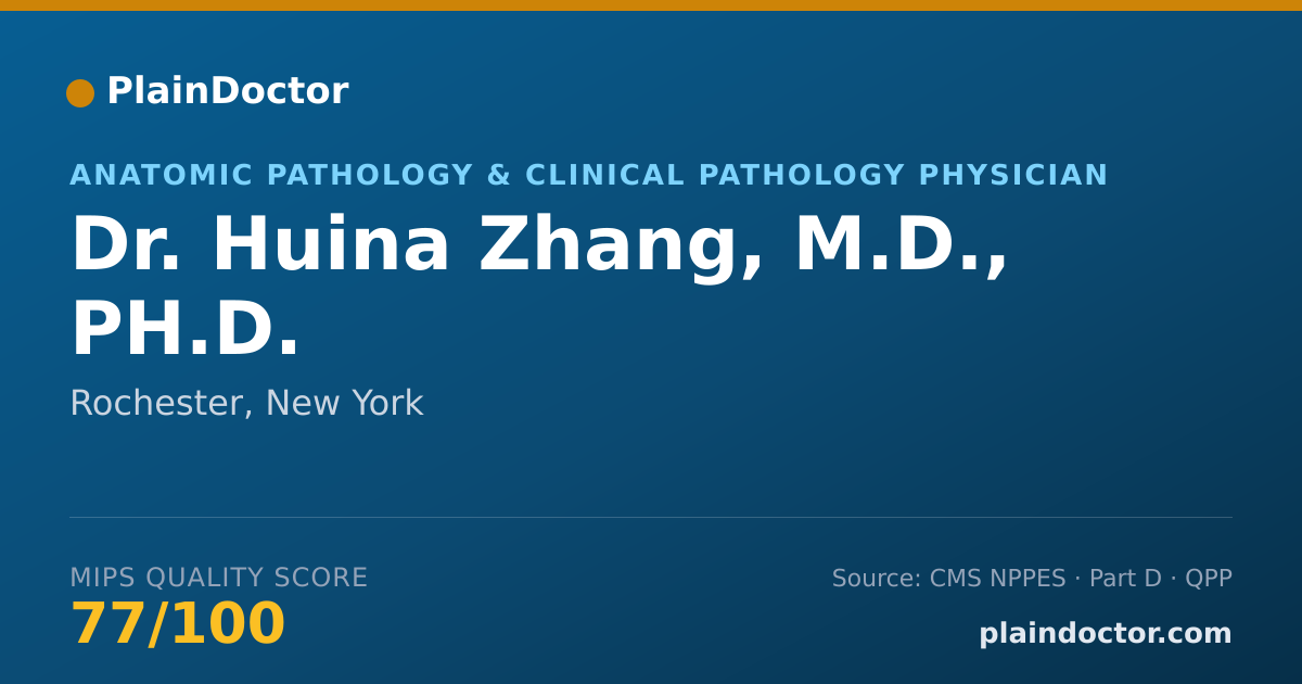 Shareable card for Huina Zhang, M.D., PH.D. - Anatomic Pathology & Clinical Pathology Physician, Rochester, NY