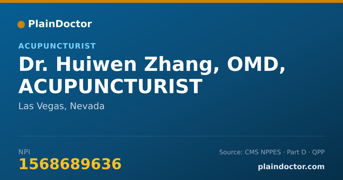 Shareable card for Huiwen Zhang, OMD, ACUPUNCTURIST - Acupuncturist, Las Vegas, NV