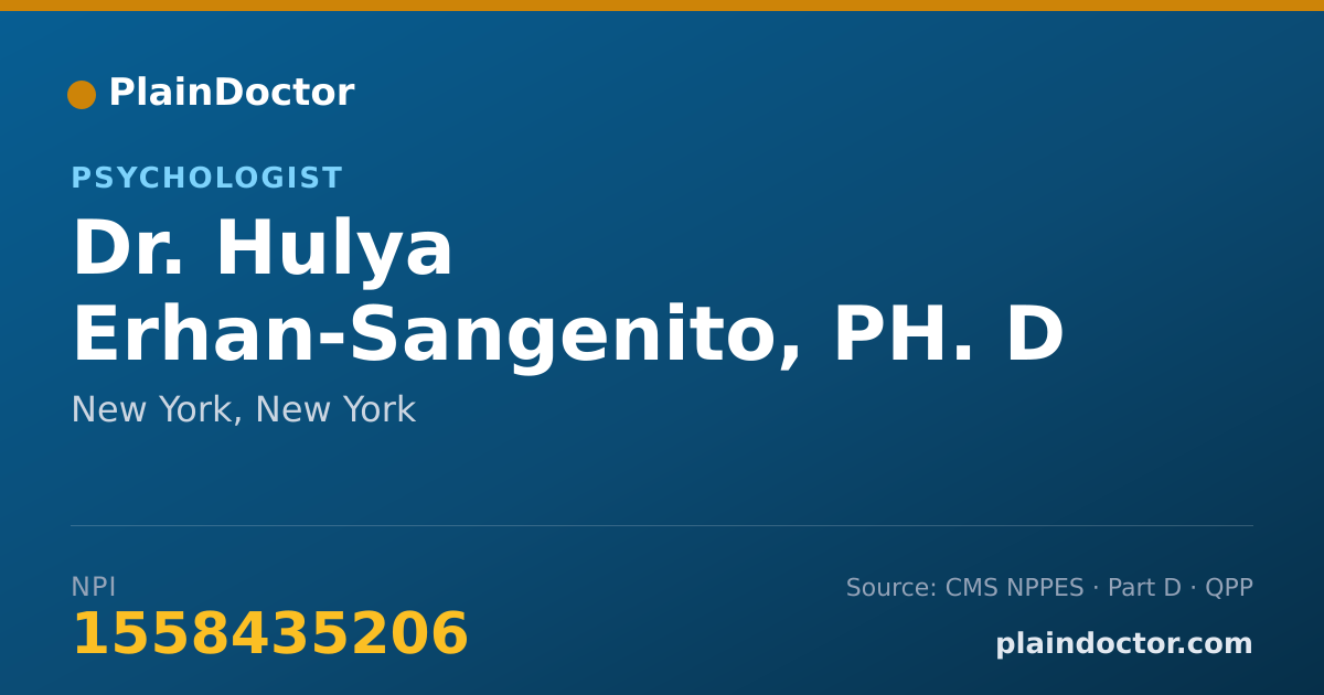 Shareable card for Hulya Erhan-Sangenito, PH. D - Psychologist, New York, NY