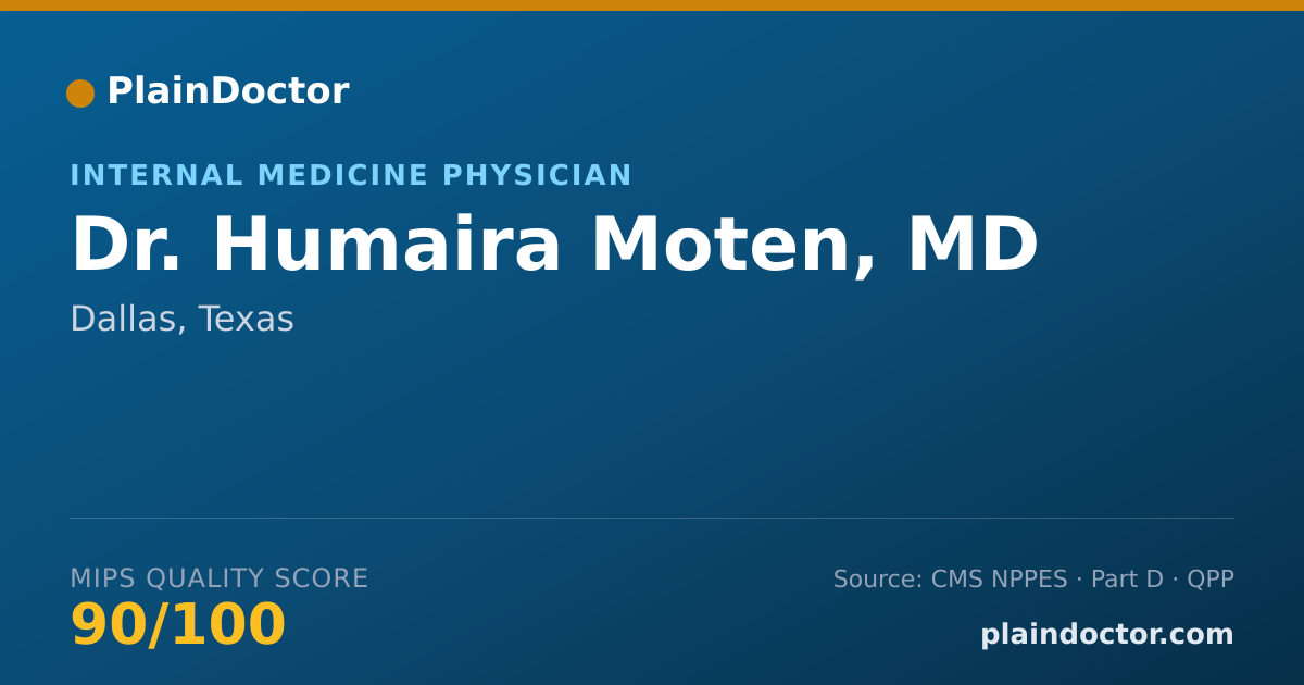 Shareable card for Humaira Moten, MD - Internal Medicine Physician, Dallas, TX