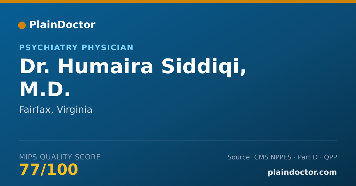 Shareable card for Humaira Siddiqi, M.D. - Psychiatry Physician, Fairfax, VA