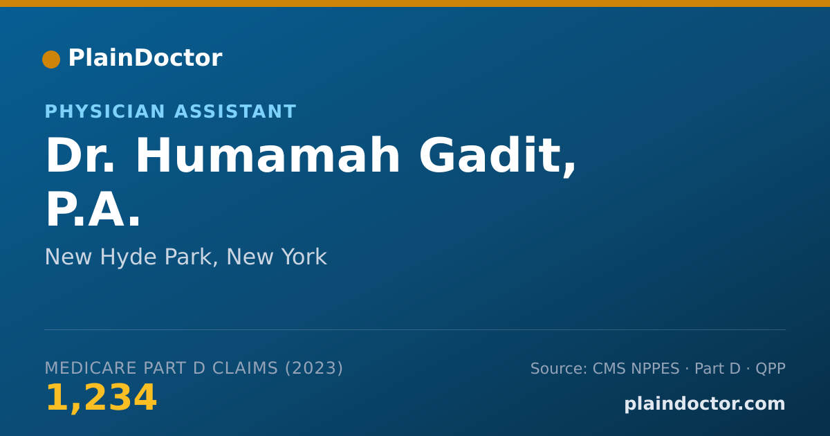 Shareable card for Humamah Gadit, P.A. - Physician Assistant, New Hyde Park, NY
