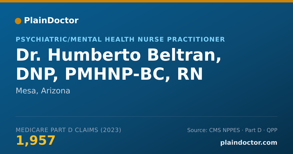 Shareable card for Humberto Beltran, DNP, PMHNP-BC, RN - Psychiatric/Mental Health Nurse Practitioner, Mesa, AZ