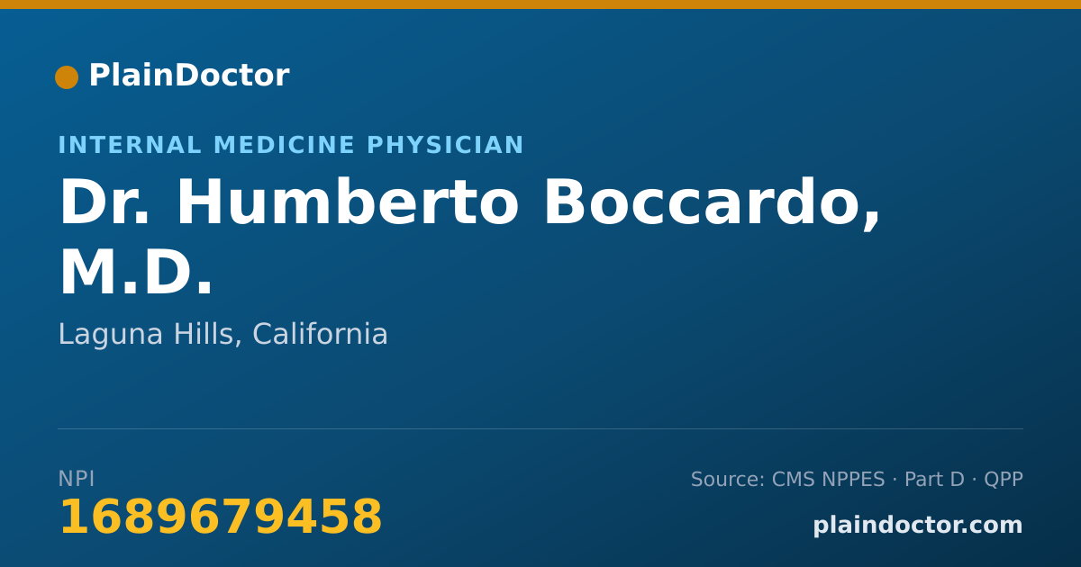 Shareable card for Humberto Boccardo, M.D. - Internal Medicine Physician, Laguna Hills, CA