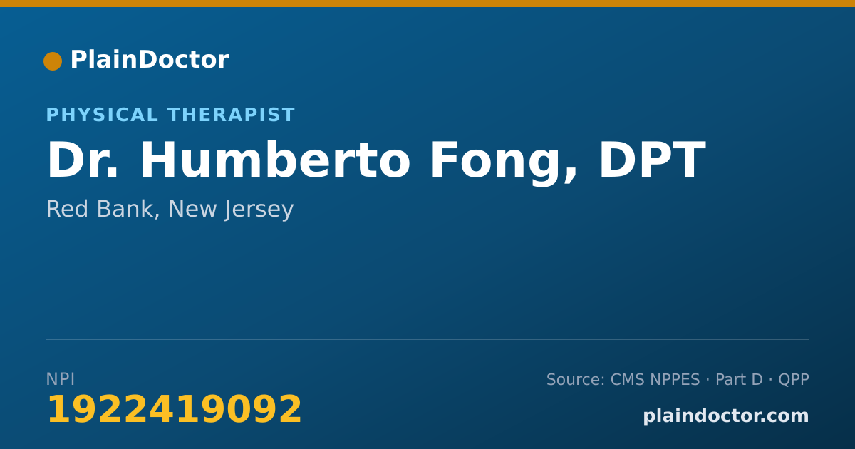 Shareable card for Humberto Fong, DPT - Physical Therapist, Red Bank, NJ