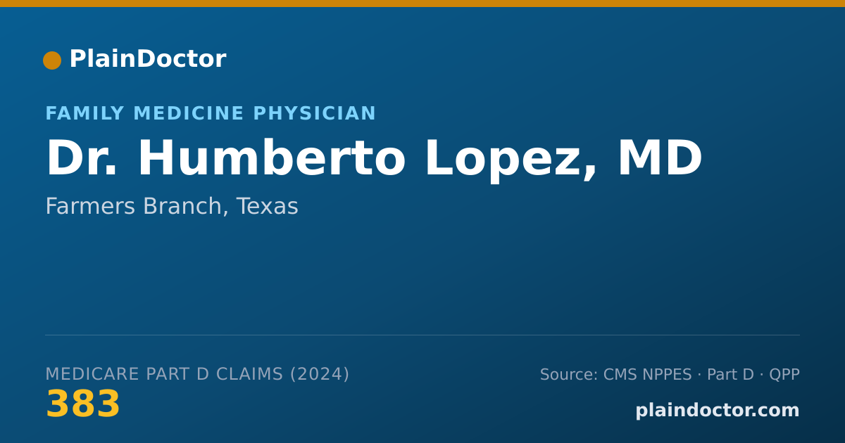 Shareable card for Humberto Lopez, MD - Family Medicine Physician, Farmers Branch, TX