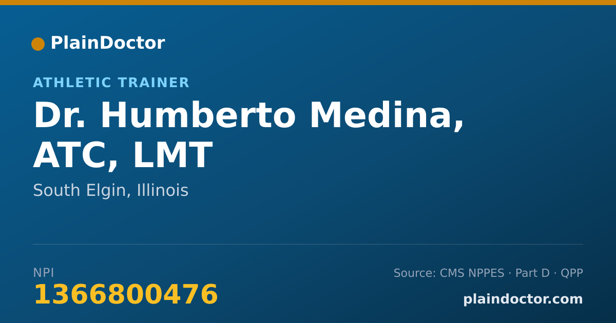 Shareable card for Humberto Medina, ATC, LMT - Athletic Trainer, South Elgin, IL