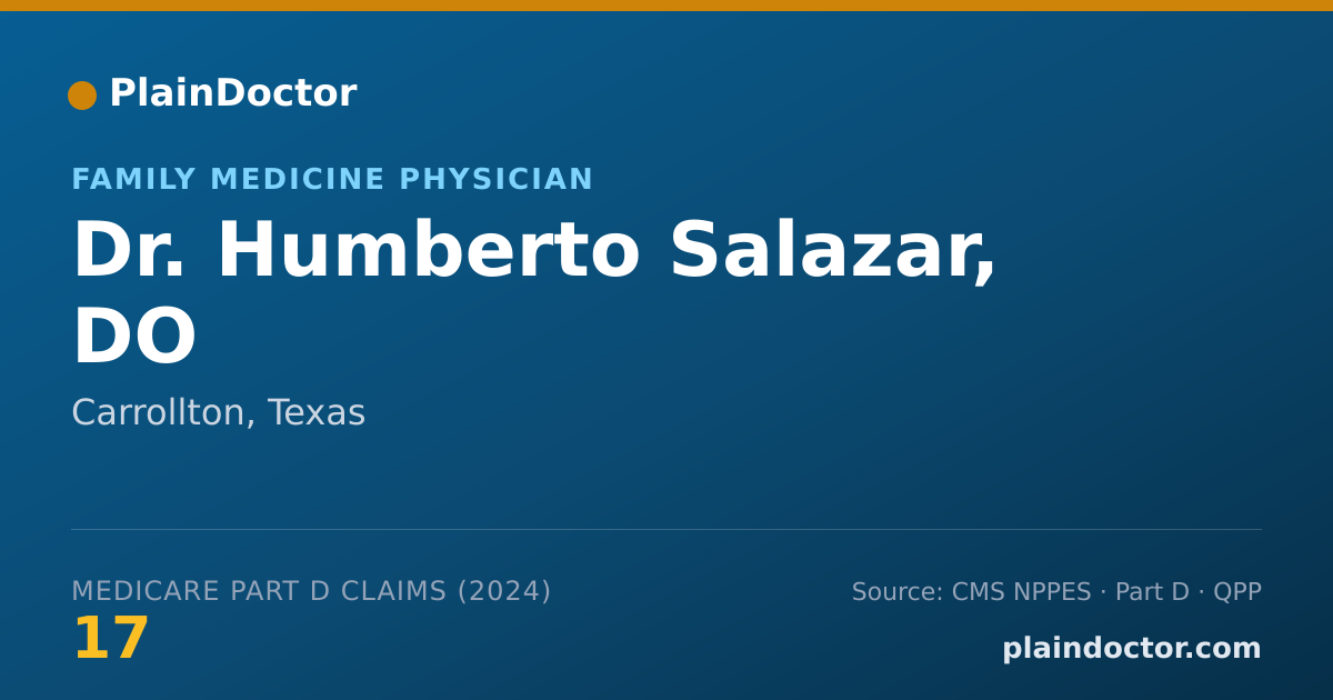 Shareable card for Humberto Salazar, DO - Family Medicine Physician, Carrollton, TX