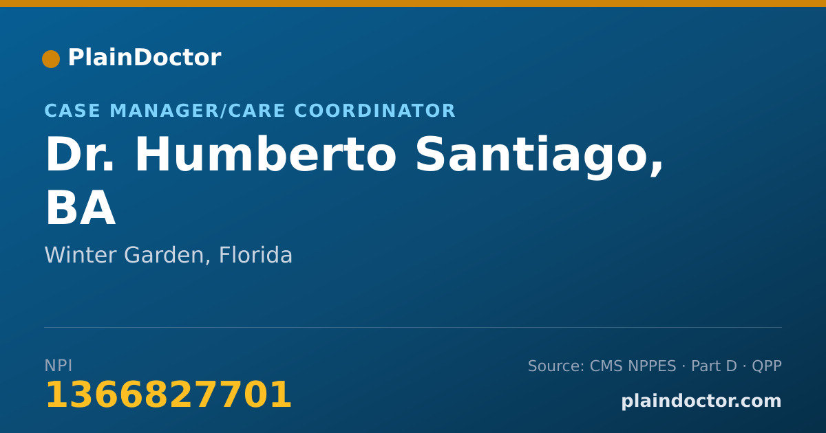 Shareable card for Humberto Santiago, BA - Case Manager/Care Coordinator, Winter Garden, FL