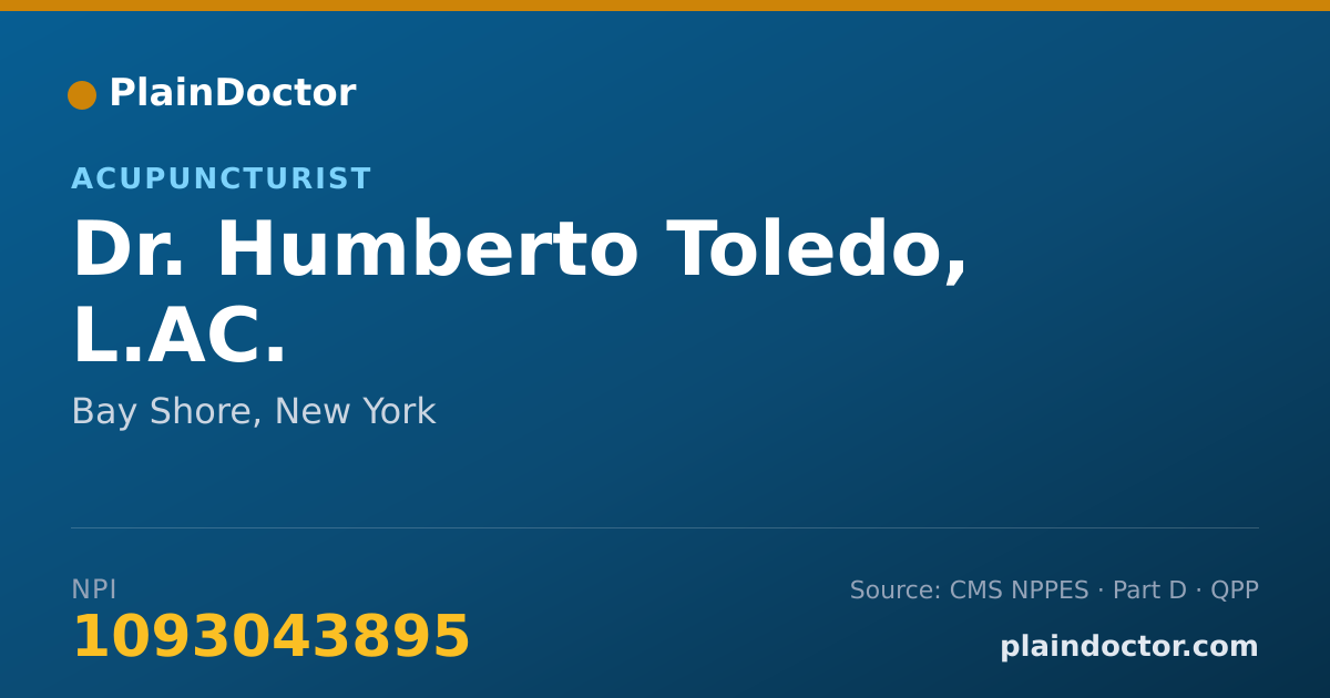 Shareable card for Humberto Toledo, L.AC. - Acupuncturist, Bay Shore, NY