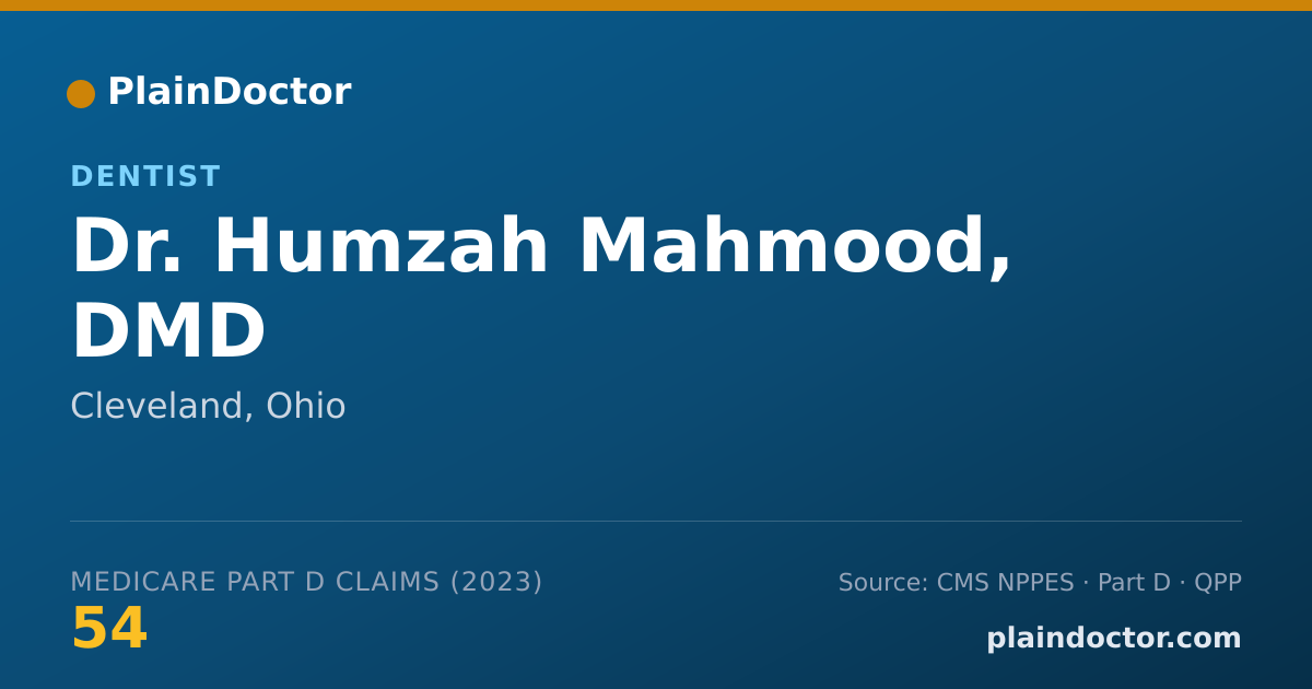 Shareable card for Humzah Mahmood, DMD - Dentist, Cleveland, OH