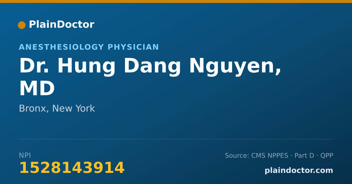 Shareable card for Hung Dang Nguyen, MD - Anesthesiology Physician, Bronx, NY