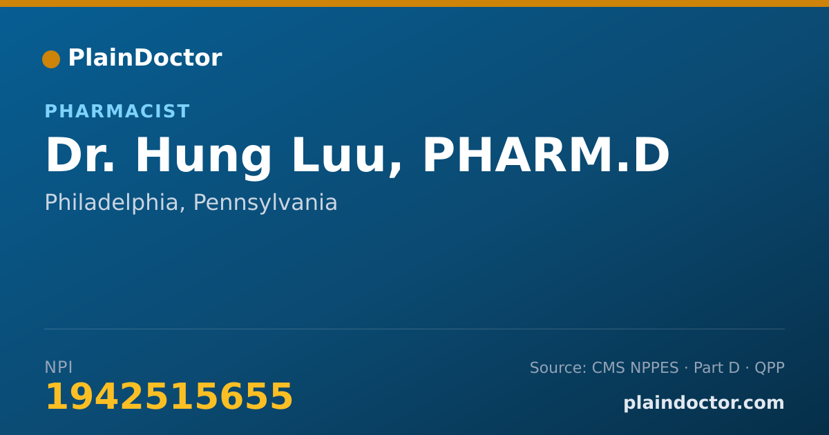 Shareable card for Hung Luu, PHARM.D - Pharmacist, Philadelphia, PA