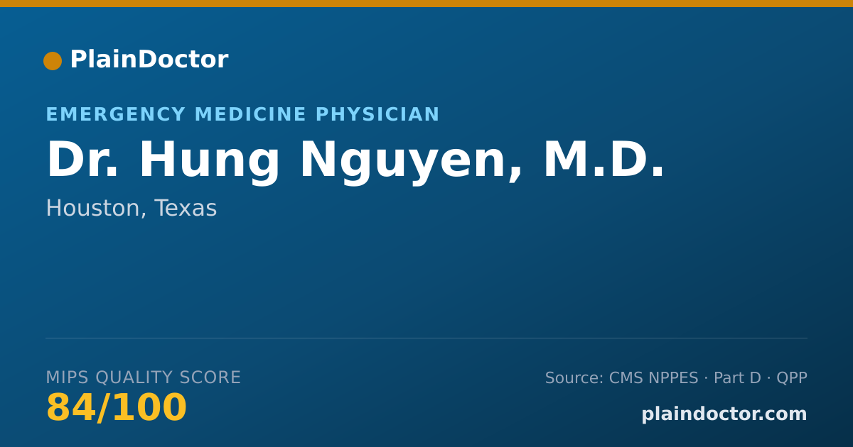 Shareable card for Hung Nguyen, M.D. - Emergency Medicine Physician, Houston, TX