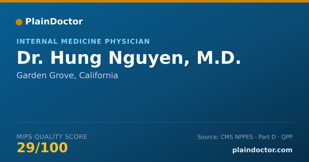 Shareable card for Hung Nguyen, M.D. - Internal Medicine Physician, Garden Grove, CA