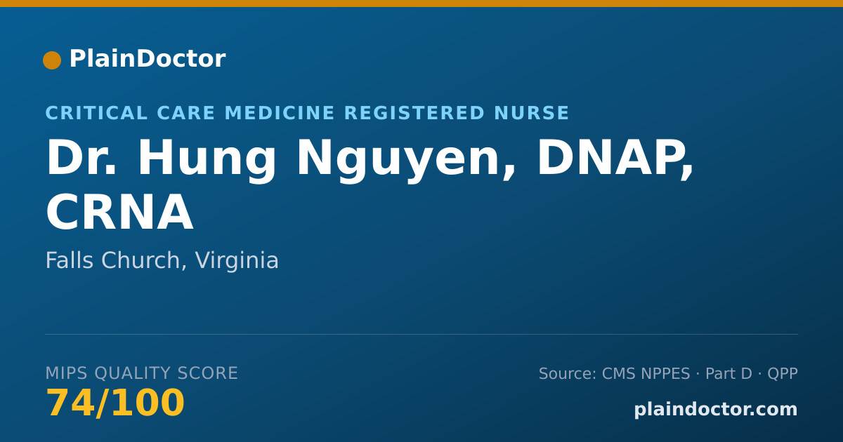 Shareable card for Hung Nguyen, DNAP, CRNA - Critical Care Medicine Registered Nurse, Falls Church, VA