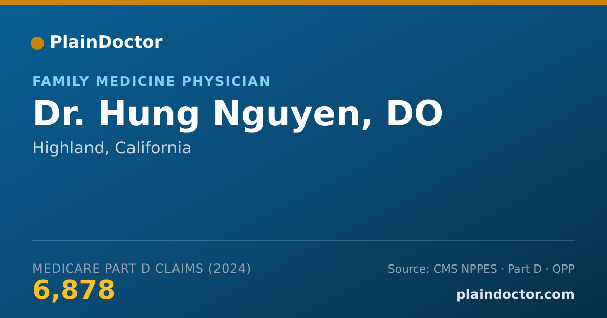 Shareable card for Hung Nguyen, DO - Family Medicine Physician, Highland, CA