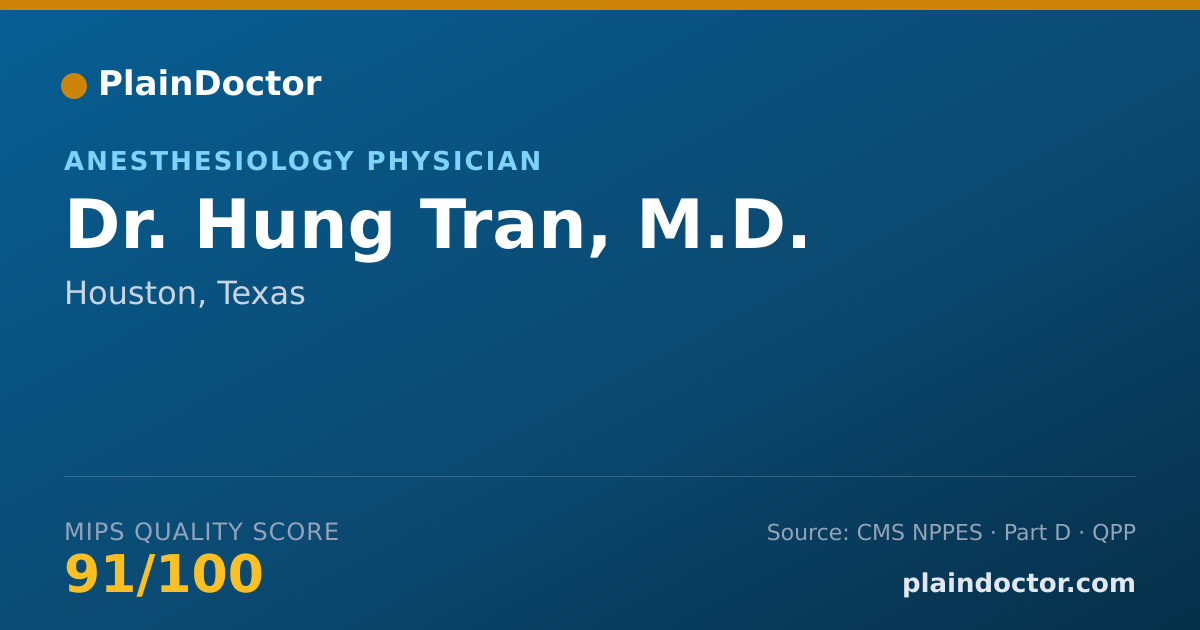 Shareable card for Hung Tran, M.D. - Anesthesiology Physician, Houston, TX