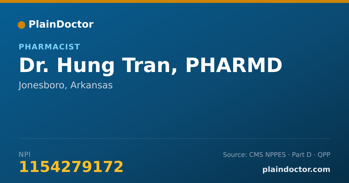 Shareable card for Hung Tran, PHARMD - Pharmacist, Jonesboro, AR