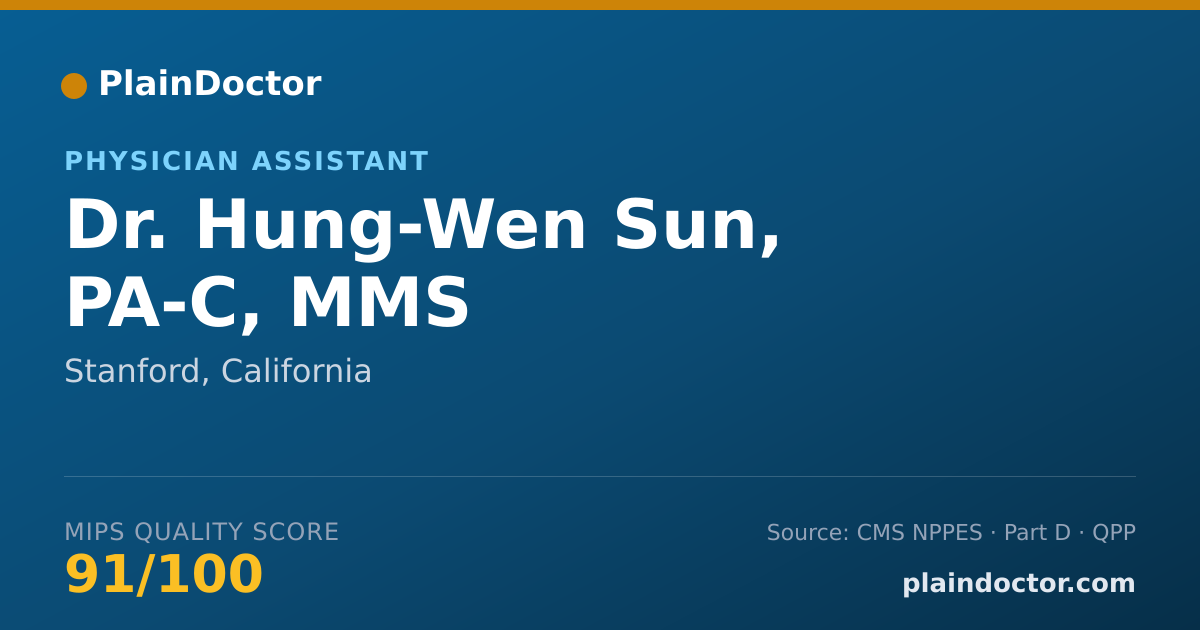 Shareable card for Hung-Wen Sun, PA-C, MMS - Physician Assistant, Stanford, CA