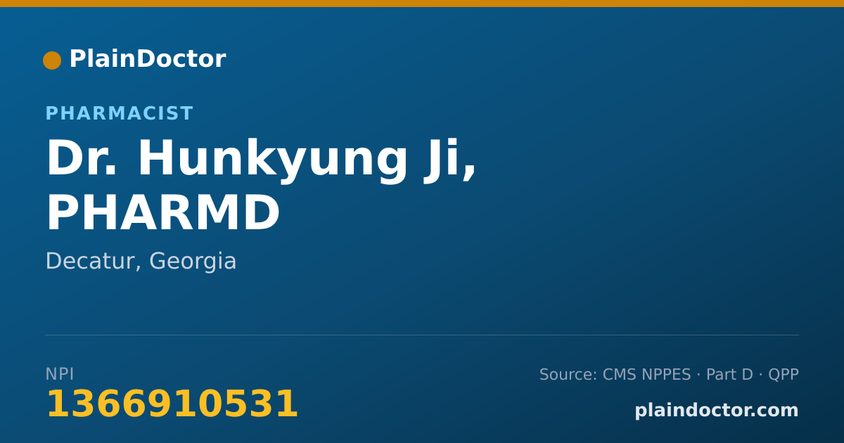 Shareable card for Hunkyung Ji, PHARMD - Pharmacist, Decatur, GA