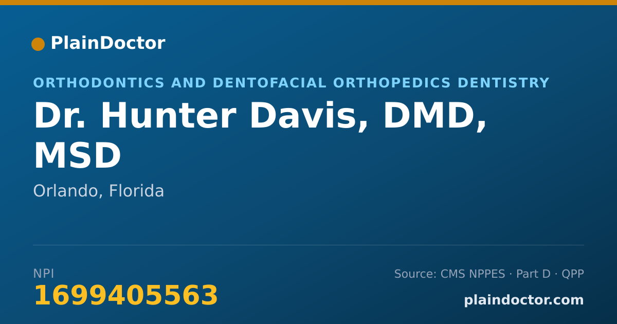 Shareable card for Hunter Davis, DMD, MSD - Orthodontics and Dentofacial Orthopedics Dentistry, Orlando, FL