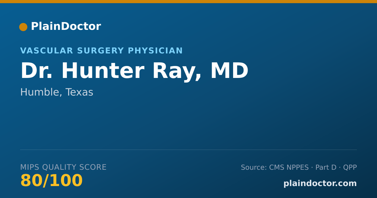 Shareable card for Hunter Ray, MD - Vascular Surgery Physician, Humble, TX