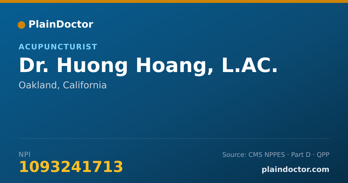 Shareable card for Huong Hoang, L.AC. - Acupuncturist, Oakland, CA