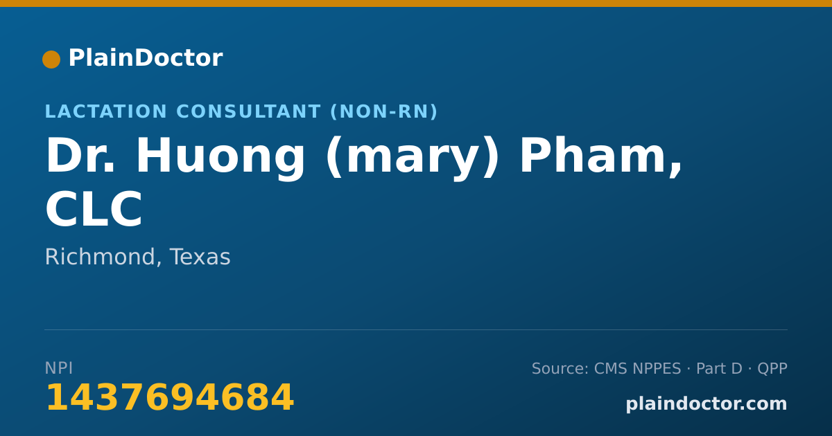 Shareable card for Huong (mary) Pham, CLC - Lactation Consultant (Non-RN), Richmond, TX