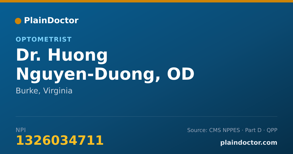 Shareable card for Huong Nguyen-Duong, OD - Optometrist, Burke, VA