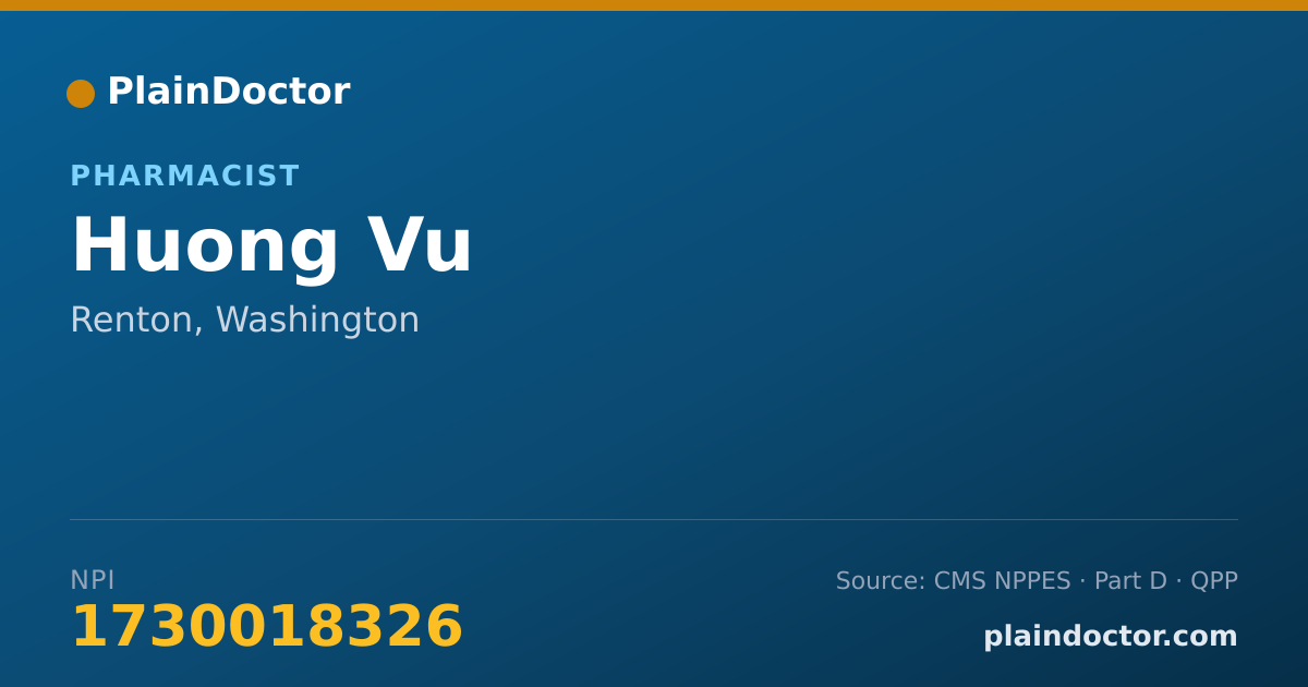 Shareable card for Huong Vu - Pharmacist, Renton, WA