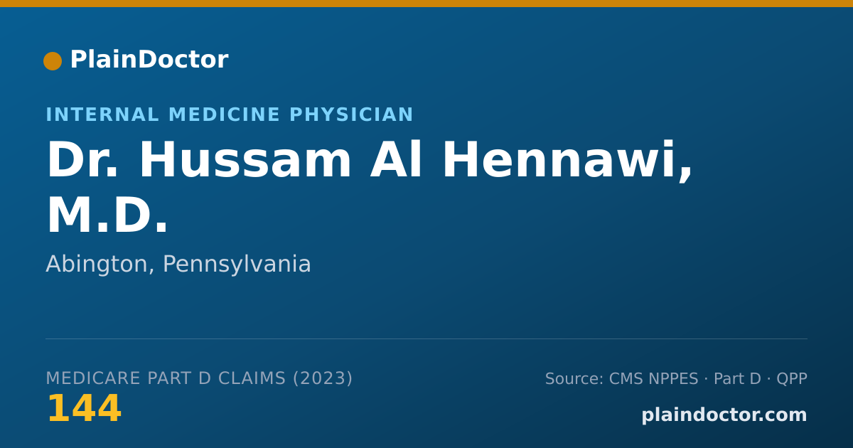 Shareable card for Hussam Al Hennawi, M.D. - Internal Medicine Physician, Abington, PA