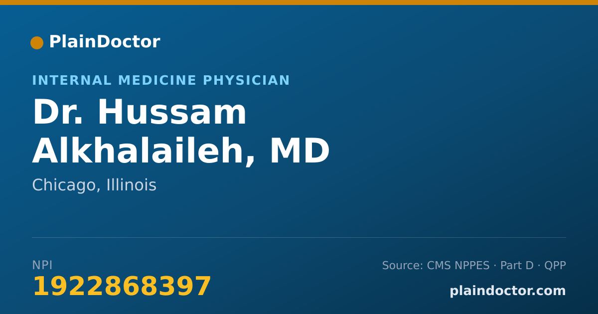 Shareable card for Hussam Alkhalaileh, MD - Internal Medicine Physician, Chicago, IL
