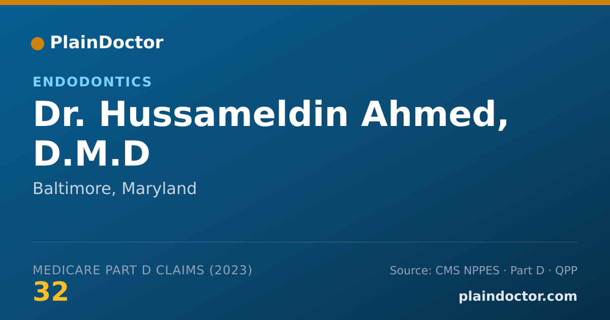 Shareable card for Hussameldin Ahmed, D.M.D - Endodontics, Baltimore, MD