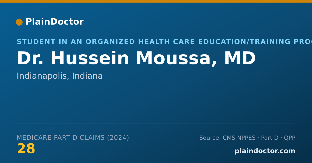 Shareable card for Hussein Moussa, MD - Student in an Organized Health Care Education/Training Program, Indianapolis, IN