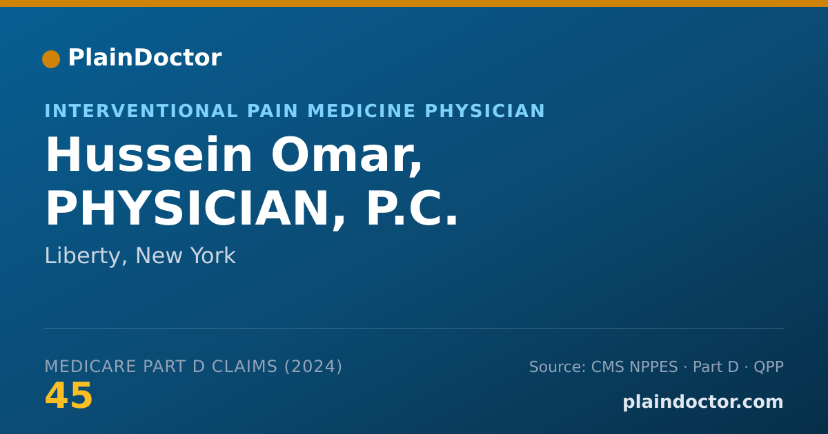 Shareable card for Hussein Omar, PHYSICIAN, P.C. - Interventional Pain Medicine Physician, Liberty, NY