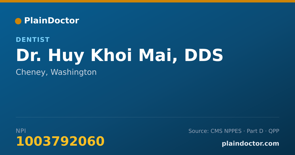 Shareable card for Huy Khoi Mai, DDS - Dentist, Cheney, WA