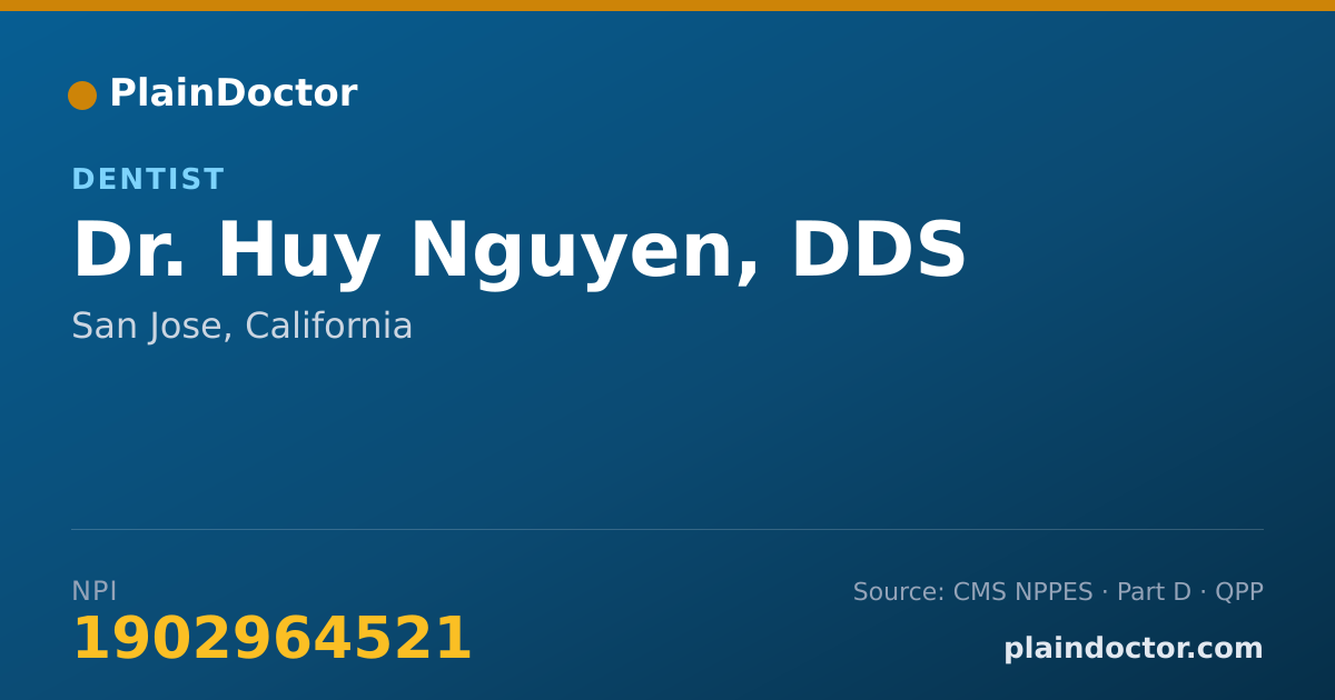 Shareable card for Huy Nguyen, DDS - Dentist, San Jose, CA