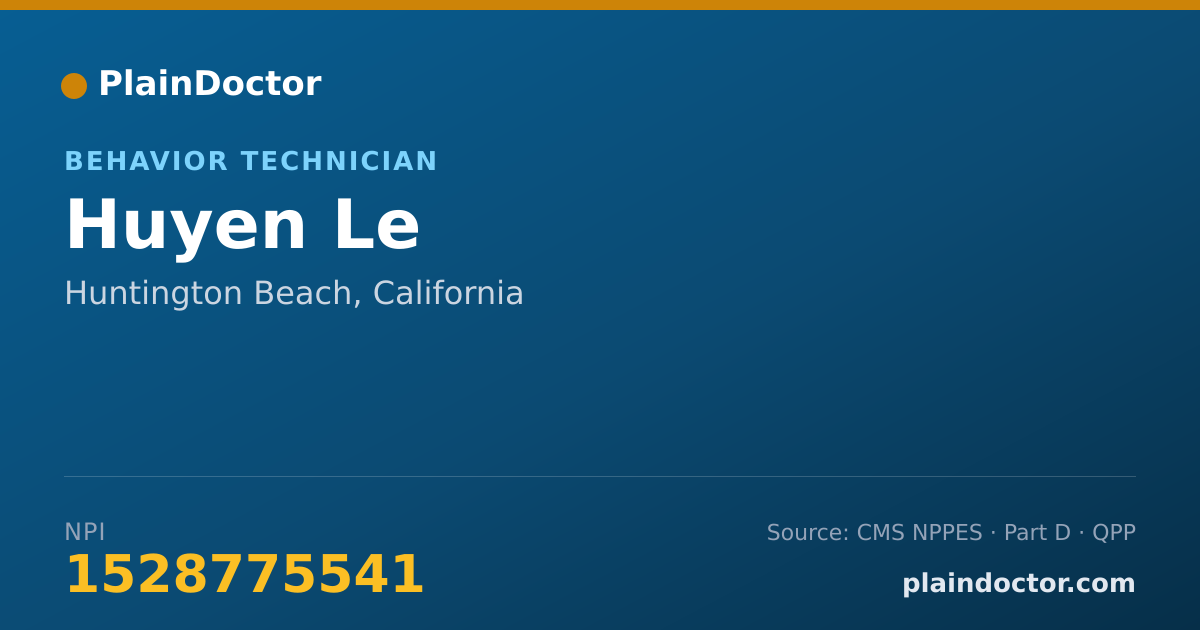 Shareable card for Huyen Le - Behavior Technician, Huntington Beach, CA